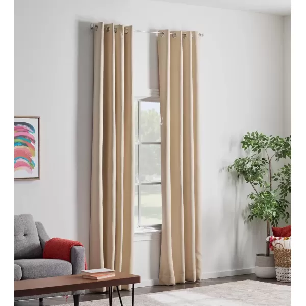 imageLinenspa 100 Blackout Curtain 2 Panels Set  Navy Curtains 95 Inch Length  Thermal Insulated Noise Reducing  Dorm Room Essentials 52 x 95Tan