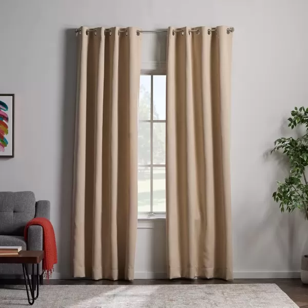 imageLinenspa 100 Blackout Curtain 2 Panels Set  Navy Curtains 95 Inch Length  Thermal Insulated Noise Reducing  Dorm Room Essentials 52 x 95Tan