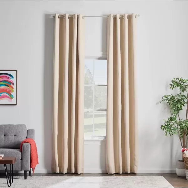 imageLinenspa 100 Blackout Curtain 2 Panels Set  Navy Curtains 95 Inch Length  Thermal Insulated Noise Reducing  Dorm Room Essentials 52 x 95Tan