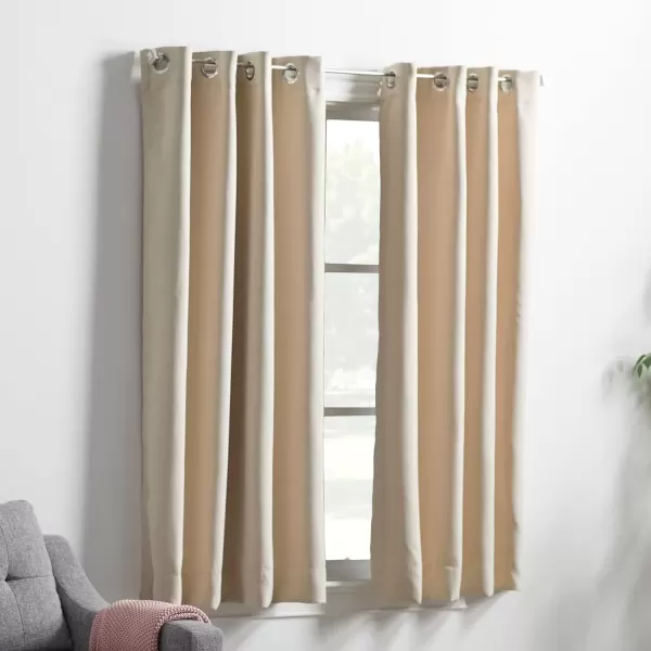 imageLinenspa 100 Blackout Curtain 2 Panels Set  Navy Curtains 95 Inch Length  Thermal Insulated Noise Reducing  Dorm Room Essentials 52 x 95Tan