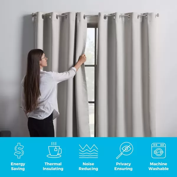 imageLinenspa 100 Blackout Curtain 2 Panels Set  Navy Curtains 95 Inch Length  Thermal Insulated Noise Reducing  Dorm Room Essentials 52 x 95White
