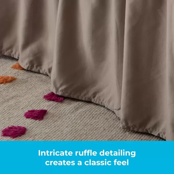 imageLinenspa 14 Inch Microfiber Ruffle Bed Skirt  Wrinkle and Fade Resistant  Machine Washable  Easy Use Ruffle Bed Skirt