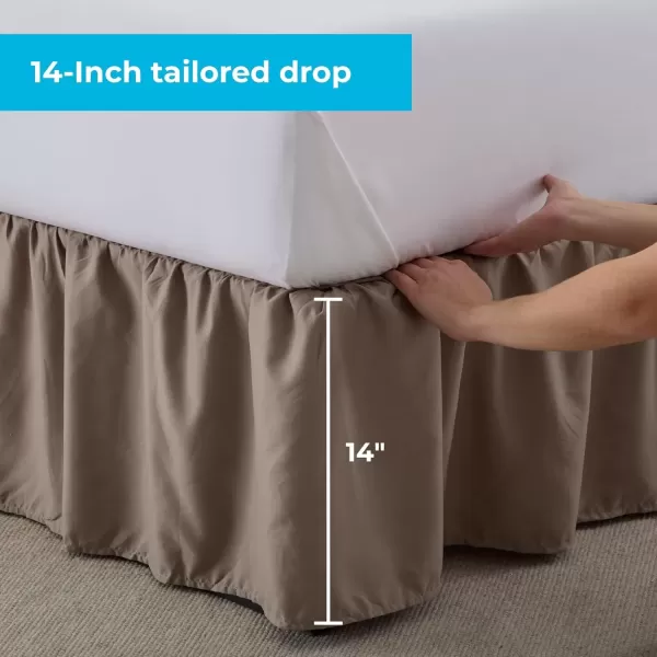 imageLinenspa 14 Inch Microfiber Ruffle Bed Skirt  Wrinkle and Fade Resistant  Machine Washable  Easy Use Ruffle Bed Skirt