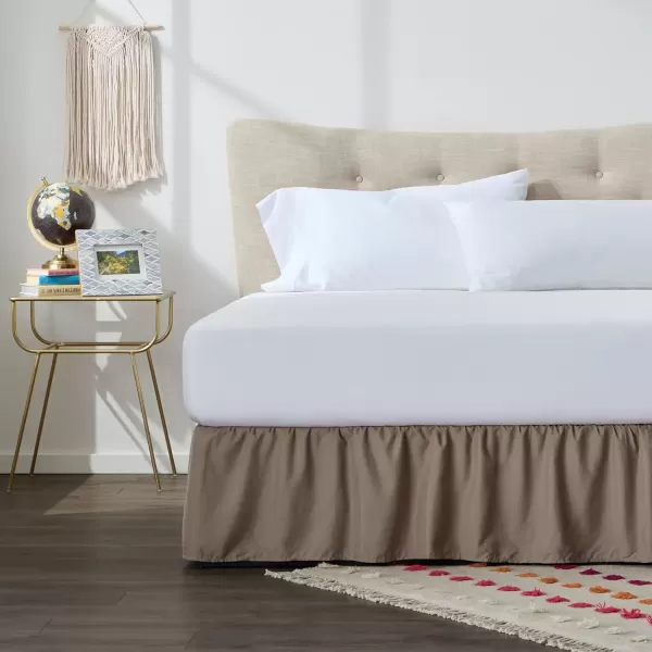 imageLinenspa 14 Inch Microfiber Ruffle Bed Skirt  Wrinkle and Fade Resistant  Machine Washable  Easy Use Ruffle Bed Skirt
