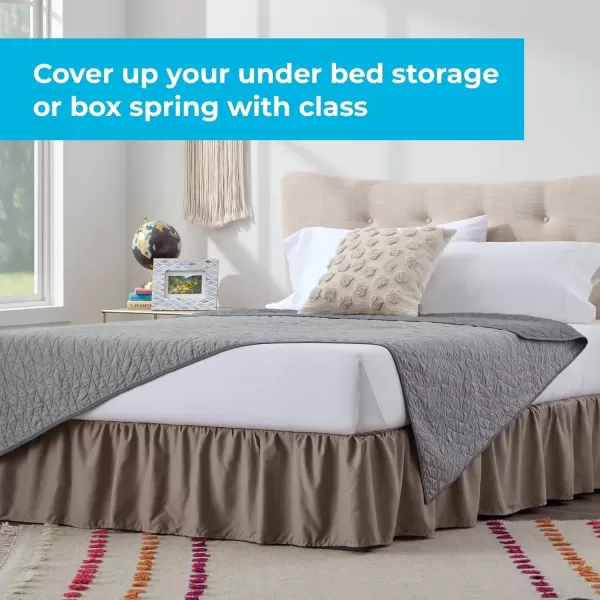 imageLinenspa 14 Inch Microfiber Ruffle Bed Skirt  Wrinkle and Fade Resistant  Machine Washable  Easy Use Ruffle Bed Skirt