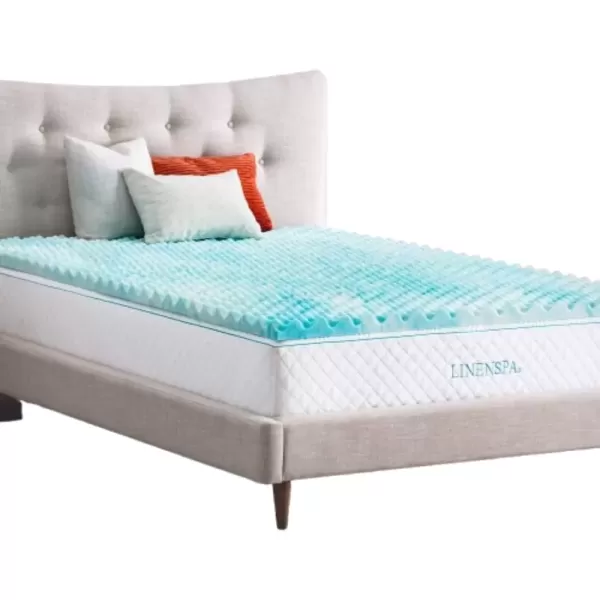 imageLinenspa 3 Inch Convoluted Gel Swirl Memory Foam Mattress Topper  Promotes Airflow  Relieves Pressure Points  QueenCalifornia King