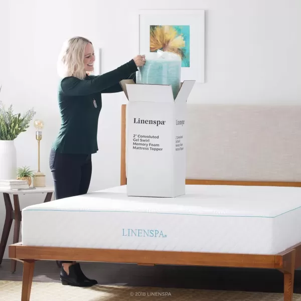 imageLinenspa 3 Inch Convoluted Gel Swirl Memory Foam Mattress Topper  Promotes Airflow  Relieves Pressure Points  QueenCalifornia King