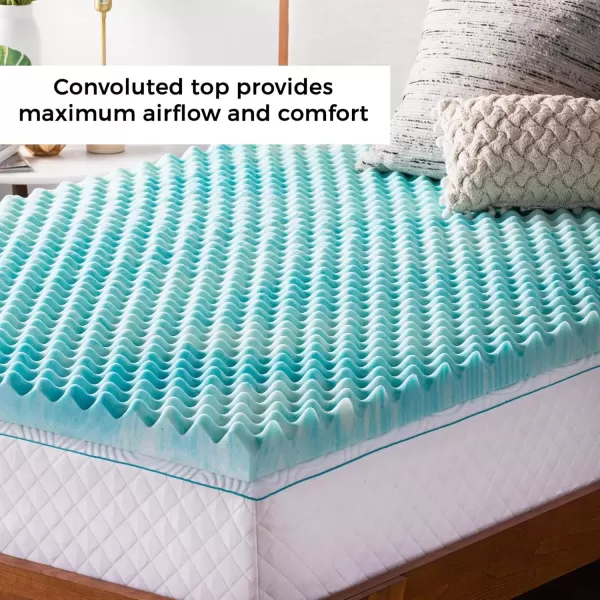 imageLinenspa 3 Inch Convoluted Gel Swirl Memory Foam Mattress Topper  Promotes Airflow  Relieves Pressure Points  QueenCalifornia King