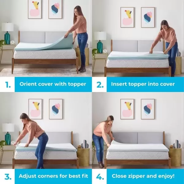 imageLinenspa 3 Inch Convoluted Gel Swirl Memory Foam Mattress Topper  Promotes Airflow  Relieves Pressure Points  QueenCalifornia King