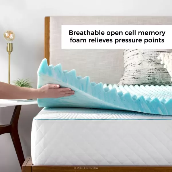 imageLinenspa 3 Inch Convoluted Gel Swirl Memory Foam Mattress Topper  Promotes Airflow  Relieves Pressure Points  QueenTwin