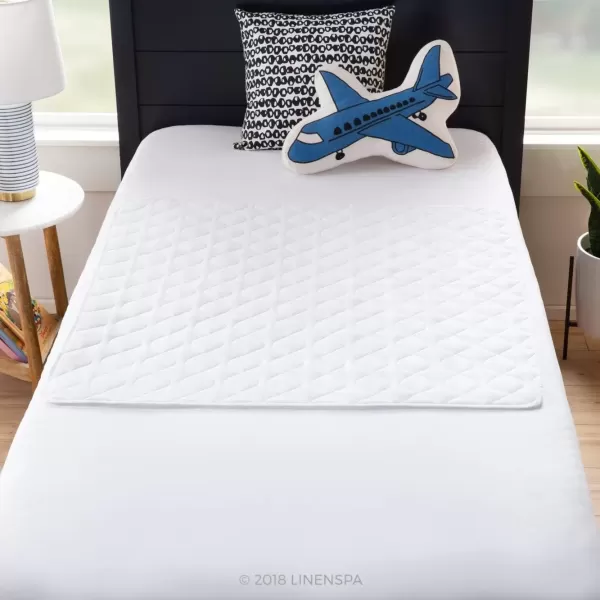 imageLinenspa 34quot x 52quot Skid Resistant Waterproof Sheet and Mattress Protector PadHighly AbsorbentMachine WashableQuilted White