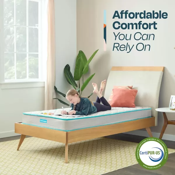imageLinenspa 6 Inch Mattress  Firm Feel  Bonnell Spring with Foam Layer  Mattress in a Box  Youth or Kids Bed  Guest Bedroom  Durable and Breathable Support  Affordable  Narrow Twin Size GreyTwin