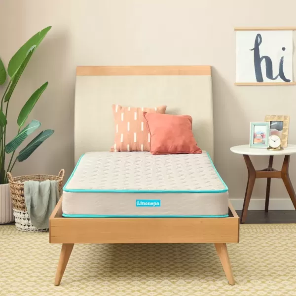 imageLinenspa 6 Inch Mattress  Firm Feel  Bonnell Spring with Foam Layer  Mattress in a Box  Youth or Kids Bed  Guest Bedroom  Durable and Breathable Support  Affordable  Narrow Twin Size GreyTwin XL