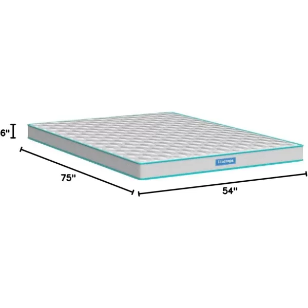 imageLinenspa 6 Inch Mattress  Firm Feel  Bonnell Spring with Foam Layer  Mattress in a Box  Youth or Kids Bed  Guest Bedroom  Durable and Breathable Support  Affordable  Narrow Twin Size GreyFull