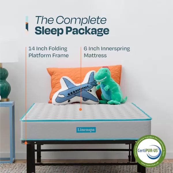 imageLinenspa 6 Inch Mattress  Firm Feel  Bonnell Spring with Foam Layer  Mattress in a Box  Youth or Kids Bed  Guest Bedroom  Durable and Breathable Support  Affordable  Narrow Twin Size GreyTwin