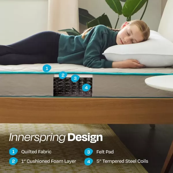 imageLinenspa 6 Inch Mattress  Firm Feel  Bonnell Spring with Foam Layer  Mattress in a Box  Youth or Kids Bed  Guest Bedroom  Durable and Breathable Support  Affordable  Narrow Twin Size GreyFull