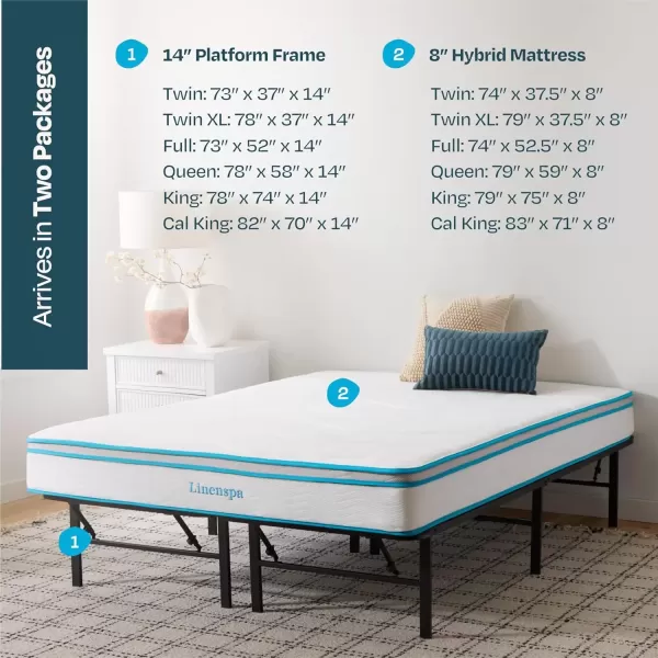 imageLinenspa 8 Inch Memory Foam and Spring Hybrid Mattress  Medium Firm Feel  Bed in a Box  Quality Comfort and Adaptive Support  Breathable  Cooling  Guest and Kids Bedroom  Twin SizeCalifornia King