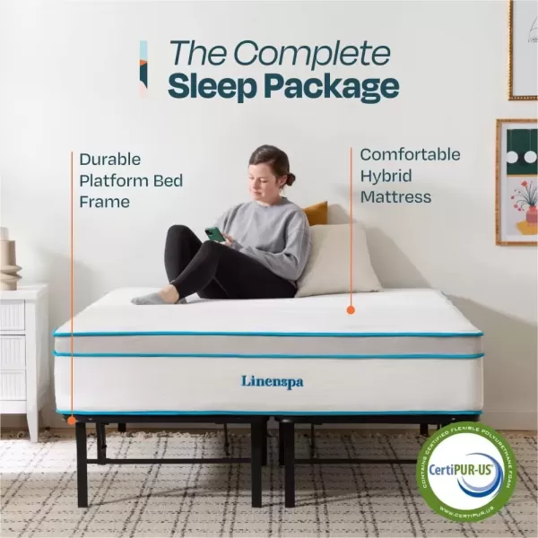 imageLinenspa 8 Inch Memory Foam and Spring Hybrid Mattress  Medium Firm Feel  Bed in a Box  Quality Comfort and Adaptive Support  Breathable  Cooling  Guest and Kids Bedroom  Twin SizeCalifornia King