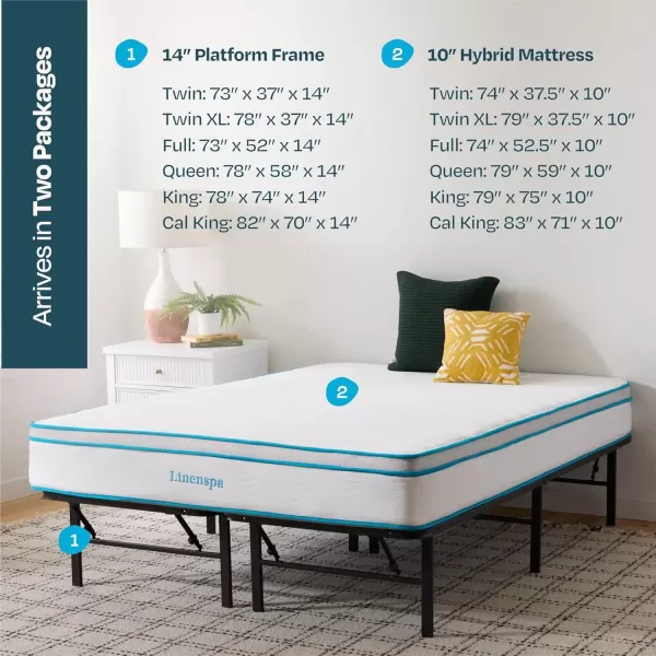 imageLinenspa 8 Inch Memory Foam and Spring Hybrid Mattress  Medium Firm Feel  Bed in a Box  Quality Comfort and Adaptive Support  Breathable  Cooling  Guest and Kids Bedroom  Twin SizeCalifornia King