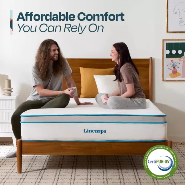 imageLinenspa 8 Inch Memory Foam and Spring Hybrid Mattress  Medium Firm Feel  Bed in a Box  Quality Comfort and Adaptive Support  Breathable  Cooling  Guest and Kids Bedroom  Twin SizeCalifornia King