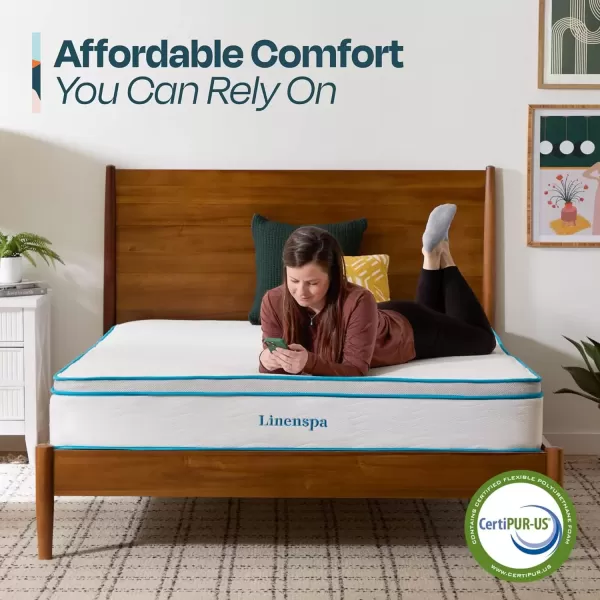 imageLinenspa 8 Inch Memory Foam and Spring Hybrid Mattress  Medium Firm Feel  Bed in a Box  Quality Comfort and Adaptive Support  Breathable  Cooling  Guest and Kids Bedroom  Twin SizeCalifornia King