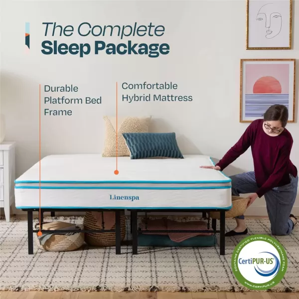 imageLinenspa 8 Inch Memory Foam and Spring Hybrid Mattress  Medium Firm Feel  Bed in a Box  Quality Comfort and Adaptive Support  Breathable  Cooling  Guest and Kids Bedroom  Twin SizeTwin