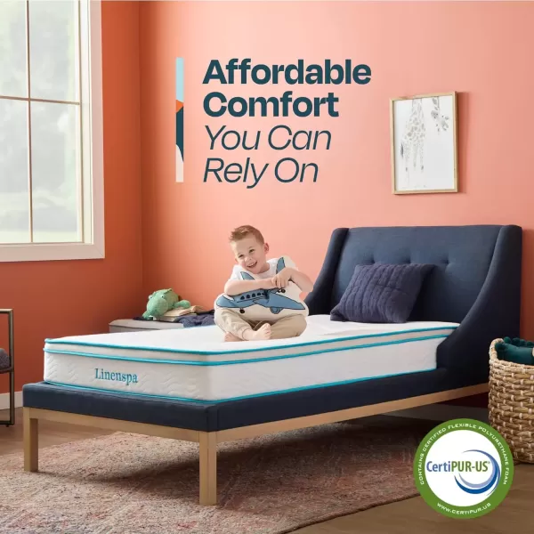 imageLinenspa 8 Inch Memory Foam and Spring Hybrid Mattress  Medium Firm Feel  Bed in a Box  Quality Comfort and Adaptive Support  Breathable  Cooling  Guest and Kids Bedroom  Twin SizeTwin XL