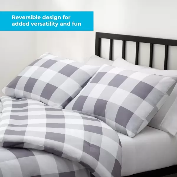 imageLinenspa All Season Hypoallergenic Down Alternative Microfiber Comforter  Twin XL GrayWhite Twin XL Size Dorm Room EssentialsBuffalo PlaidGrey