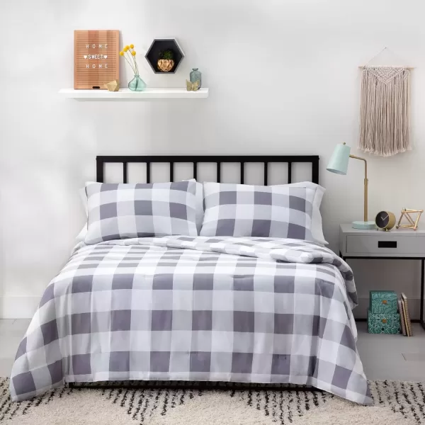 imageLinenspa All Season Hypoallergenic Down Alternative Microfiber Comforter  Twin XL GrayWhite Twin XL Size Dorm Room EssentialsBuffalo PlaidGrey