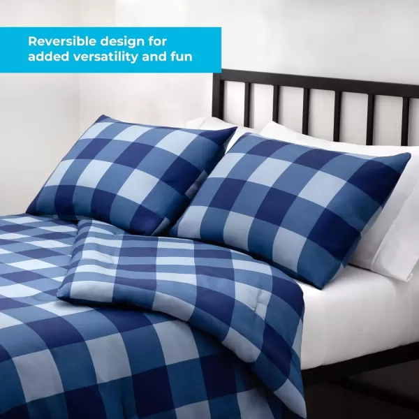 imageLinenspa All Season Hypoallergenic Down Alternative Microfiber Comforter  Twin XL GrayWhite Twin XL Size Dorm Room EssentialsBuffalo PlaidNavy