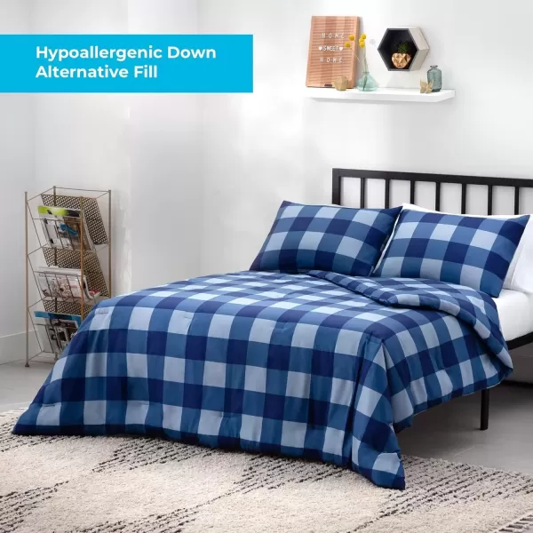 imageLinenspa All Season Hypoallergenic Down Alternative Microfiber Comforter  Twin XL GrayWhite Twin XL Size Dorm Room EssentialsBuffalo PlaidNavy
