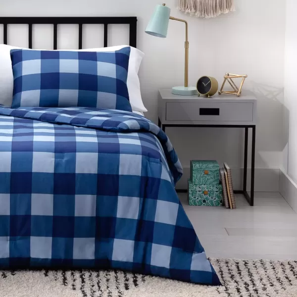 imageLinenspa All Season Hypoallergenic Down Alternative Microfiber Comforter  Twin XL GrayWhite Twin XL Size Dorm Room EssentialsBuffalo PlaidNavy