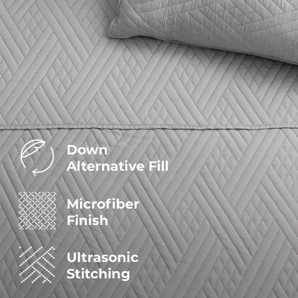 imageLinenspa All Season Hypoallergenic Down Alternative Microfiber Comforter  Twin XL GrayWhite Twin XL Size Dorm Room EssentialsGray