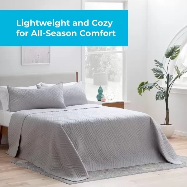 imageLinenspa All Season Hypoallergenic Down Alternative Microfiber Comforter  Twin XL GrayWhite Twin XL Size Dorm Room EssentialsGray