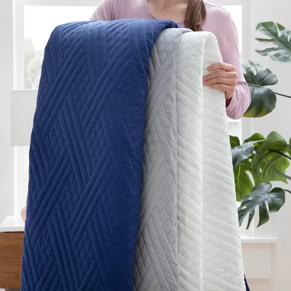 imageLinenspa All Season Hypoallergenic Down Alternative Microfiber Comforter  Twin XL GrayWhite Twin XL Size Dorm Room EssentialsGray