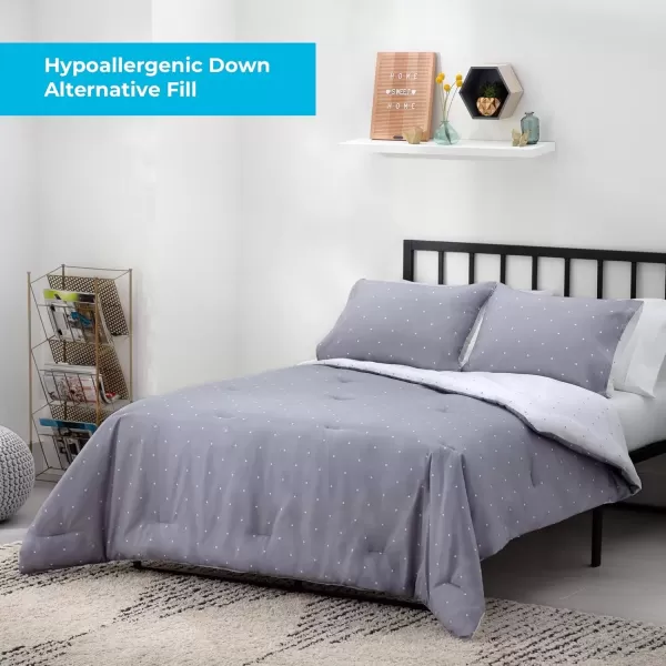 imageLinenspa All Season Hypoallergenic Down Alternative Microfiber Comforter  Twin XL GrayWhite Twin XL Size Dorm Room EssentialsGray
