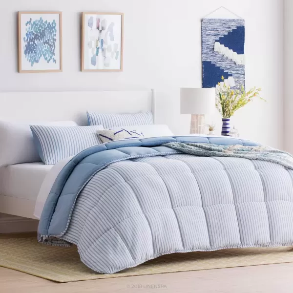 imageLinenspa All Season Hypoallergenic Down Alternative Microfiber Comforter  Twin XL GrayWhite Twin XL Size Dorm Room EssentialsLight Blue