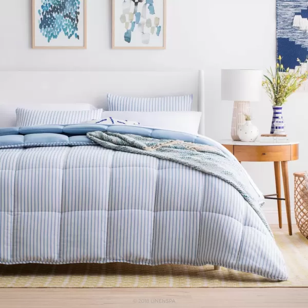 imageLinenspa All Season Hypoallergenic Down Alternative Microfiber Comforter  Twin XL GrayWhite Twin XL Size Dorm Room EssentialsLight Blue