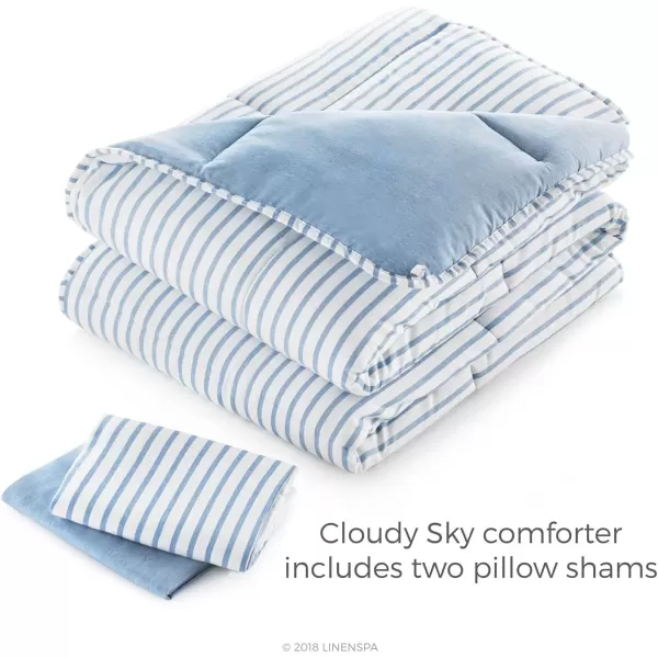 imageLinenspa All Season Hypoallergenic Down Alternative Microfiber Comforter  Twin XL GrayWhite Twin XL Size Dorm Room EssentialsLight Blue
