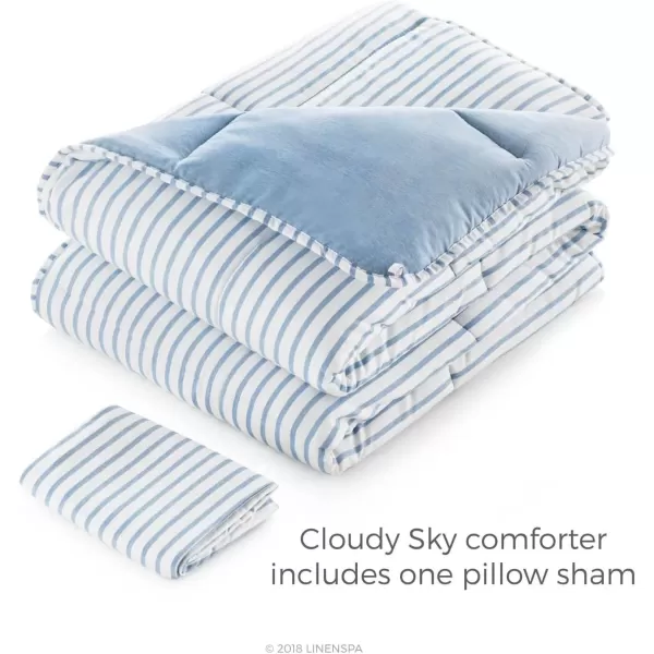 imageLinenspa All Season Hypoallergenic Down Alternative Microfiber Comforter  Twin XL GrayWhite Twin XL Size Dorm Room EssentialsLight Blue