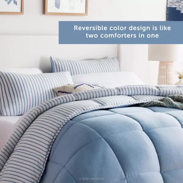 imageLinenspa All Season Hypoallergenic Down Alternative Microfiber Comforter  Twin XL GrayWhite Twin XL Size Dorm Room EssentialsLight Blue