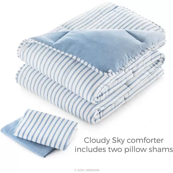 imageLinenspa All Season Hypoallergenic Down Alternative Microfiber Comforter  Twin XL GrayWhite Twin XL Size Dorm Room EssentialsLight Blue