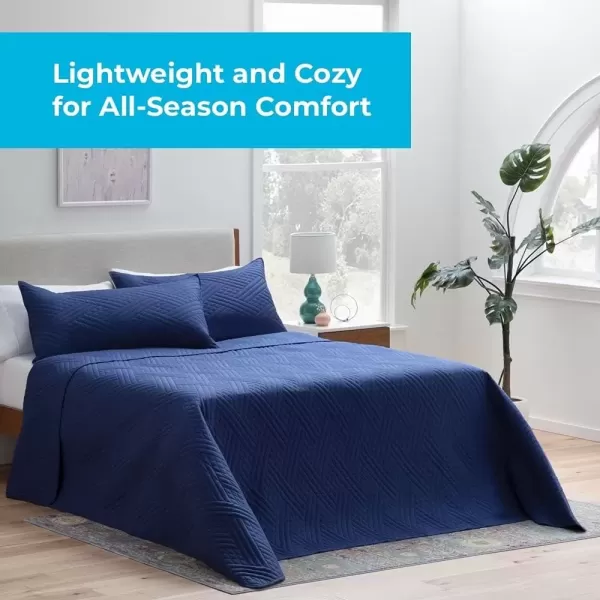 imageLinenspa All Season Hypoallergenic Down Alternative Microfiber Comforter  Twin XL GrayWhite Twin XL Size Dorm Room EssentialsNavy