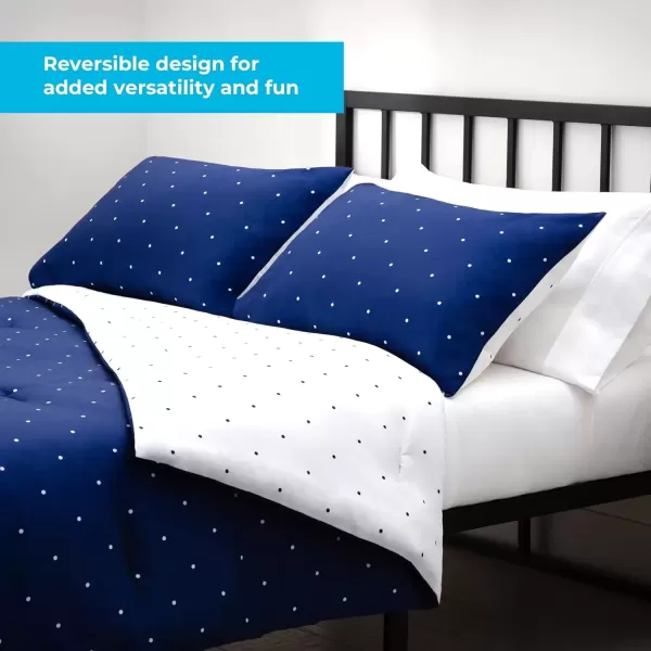 imageLinenspa All Season Hypoallergenic Down Alternative Microfiber Comforter  Twin XL GrayWhite Twin XL Size Dorm Room EssentialsNavy