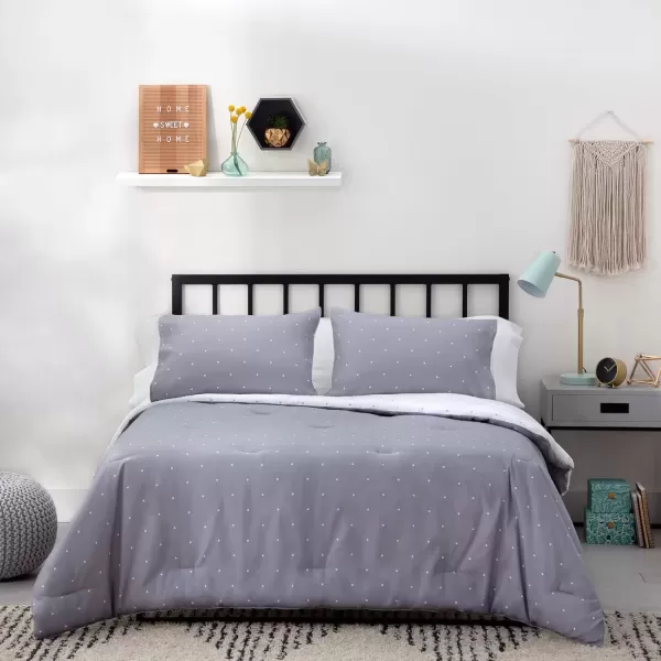 imageLinenspa All Season Hypoallergenic Down Alternative Microfiber Comforter  Twin XL GrayWhite Twin XL Size Dorm Room EssentialsPolka DotGrey