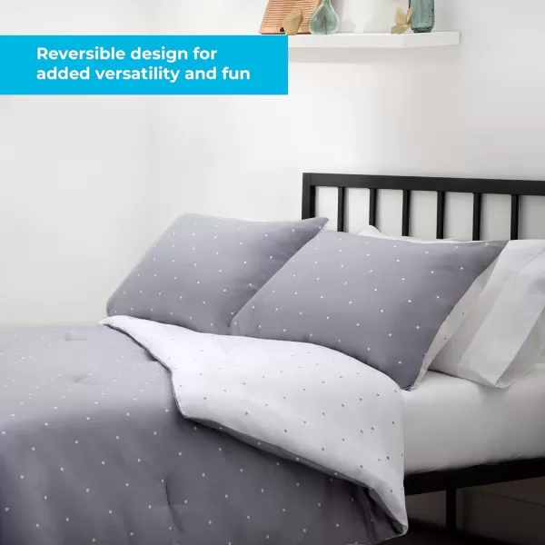 imageLinenspa All Season Hypoallergenic Down Alternative Microfiber Comforter  Twin XL GrayWhite Twin XL Size Dorm Room EssentialsPolka DotGrey