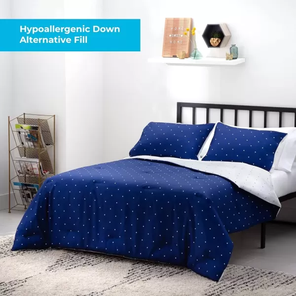 imageLinenspa All Season Hypoallergenic Down Alternative Microfiber Comforter  Twin XL GrayWhite Twin XL Size Dorm Room EssentialsPolka DotNavy
