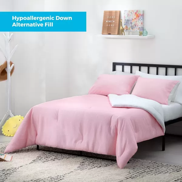 imageLinenspa All Season Hypoallergenic Down Alternative Microfiber Comforter  Twin XL GrayWhite Twin XL Size Dorm Room EssentialsPolka DotPink