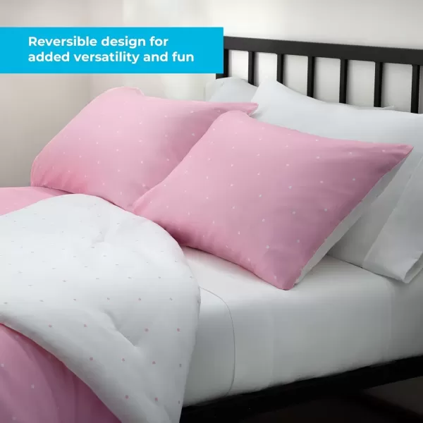 imageLinenspa All Season Hypoallergenic Down Alternative Microfiber Comforter  Twin XL GrayWhite Twin XL Size Dorm Room EssentialsPolka DotPink