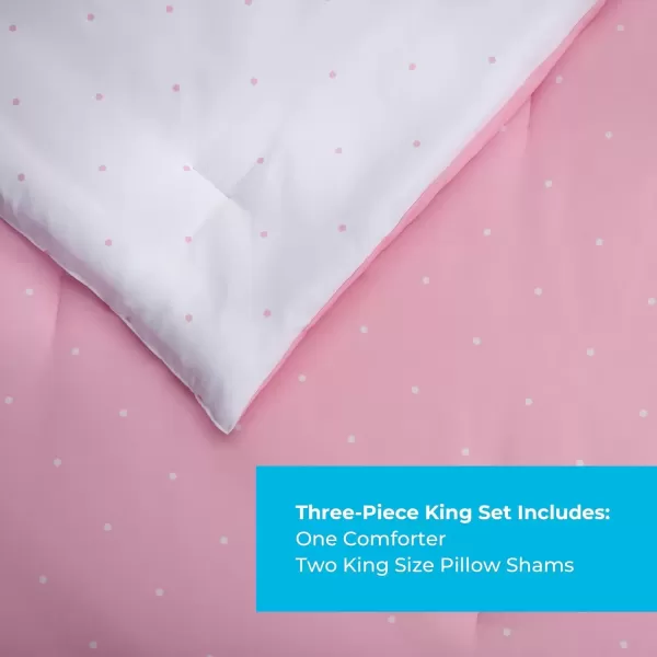 imageLinenspa All Season Hypoallergenic Down Alternative Microfiber Comforter  Twin XL GrayWhite Twin XL Size Dorm Room EssentialsPolka DotPink